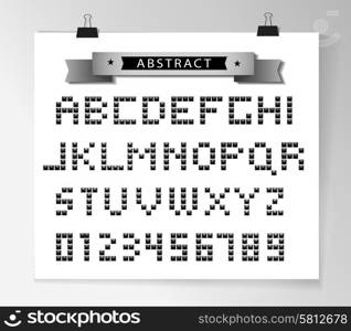 Vector silver pixel font with stud can be used banners, invitation, congratulation or website layout vector silver metal stud