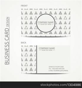 Vector simple business card design. Delta, trigon. Template. Black and white. Business card for corporate business and personal use. Trendy calling card. Geometric triangle pattern.. Vector simple business card design. Delta, trigon. Template. Black and white. Business card for corporate business and personal use. Trendy calling card. Geometric monochrome triangle pattern.