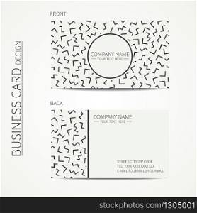 Vector simple business card design. memphis style. Template. Black and white. Business card for corporate business and personal use. Trendy calling card. Geometric triangle pattern.. Vector simple business card design. Memphis style. Template. Black and white. Business card for corporate business and personal use. Trendy calling card. Geometric monochrome triangle pattern.