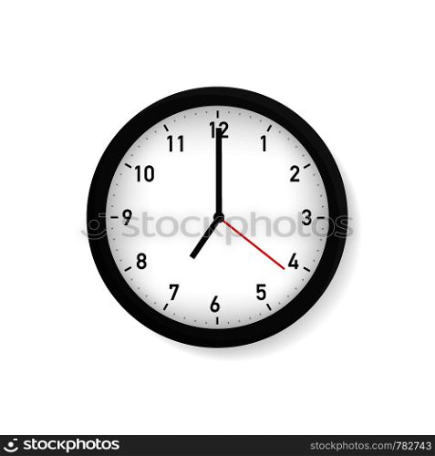 Vector simple classic black and white round wall clock. Vector illustration.. Vector simple classic black and white round wall clock. Vector stock illustration.