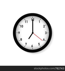 Vector simple classic black and white round wall clock. Vector illustration.. Vector simple classic black and white round wall clock. Vector stock illustration.