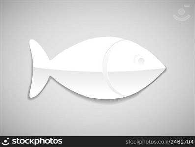 vector simple fish icon in paper style