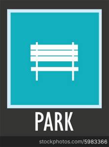 Vector simple icon for rest. Bench in park.. Vector simple icon for rest. Bench in park