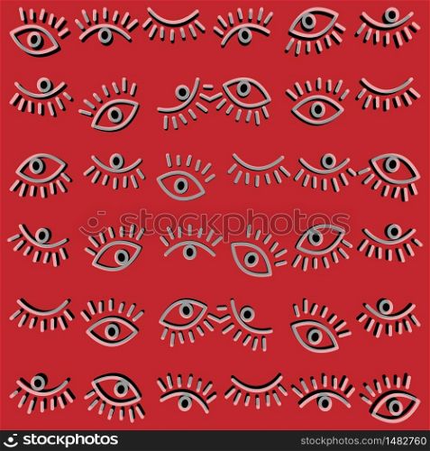 Vector simple pattern with third eye on a red background