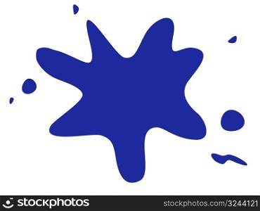 Vector single blue abstract blot on the white