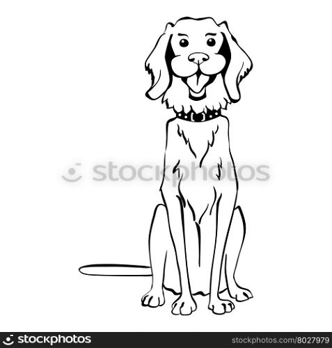 Vector sketch funny Golden Retriever dog sitting. Sketch Funny dog Golden Retriever breed sitting breed hand drawing vector