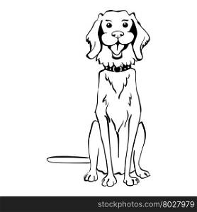 Vector sketch funny Golden Retriever dog sitting. Sketch Funny dog Golden Retriever breed sitting breed hand drawing vector