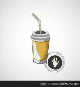 Vector sketch of cardboard glasses with drink.. Vector sketch of cardboard glasses with drink