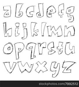 vector sketchy alphabet small letters