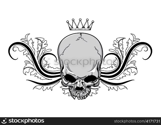 vector skull with floral vintage t-shirt design