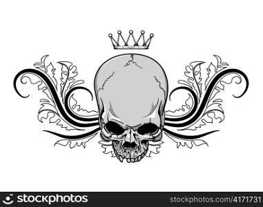 vector skull with floral vintage t-shirt design
