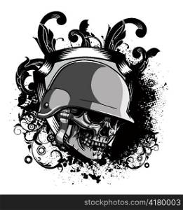 vector skull with grunge vintage illustration