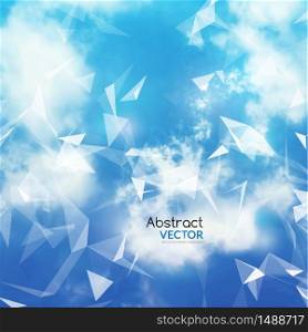 Vector Sky and Triangles Background. Futuristic Technology Background. Dots and Lines Connection. Clouds Background.. Vector Sky and Triangles Background. Futuristic Technology Background. Dots and Lines Connection. Clouds Background