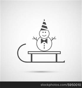Vector sled and snowman icon. Vector sled and snowman icon.