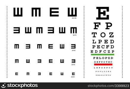 Vector Snellen eye test charts for children and adults