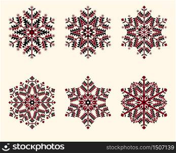 Vector snowflakes set. Elegant snowflakes for Christmas and New Year design.