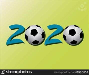 Vector soccer ball on green background - grass. Football 2020. Soccer ball football logo 2020.. Vector soccer ball on green background
