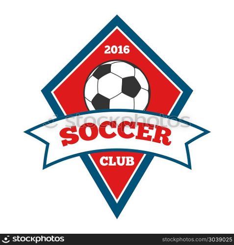 Vector soccer logo, badge, emblem template in red and blue. Vector soccer logo, badge, emblem template in red and blue for tournament football illustration