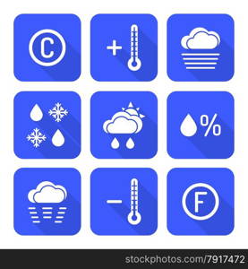 vector solid white color flat design outline weather forecast icons set long shadow&#xA;