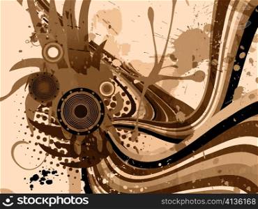 vector speakers with grunge background