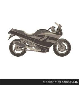 Vector sport motorbike icon side view isolated. Extreme vehicle illustration side view flat style. Action active design bicycle bike, biking black cyclist downhill engine. Graphic hill mountain motor