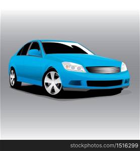 Vector sports blue car front view illustration