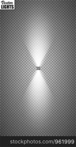 Vector spotlight. Light effect. Bright lighting with spotlights. The searchlight is white. Vector spotlight. Light effect. Bright lighting with spotlights. The searchlight is white.
