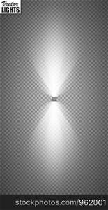 Vector spotlight. Light effect. Bright lighting with spotlights. The searchlight is white. Vector spotlight. Light effect. Bright lighting with spotlights. The searchlight is white.