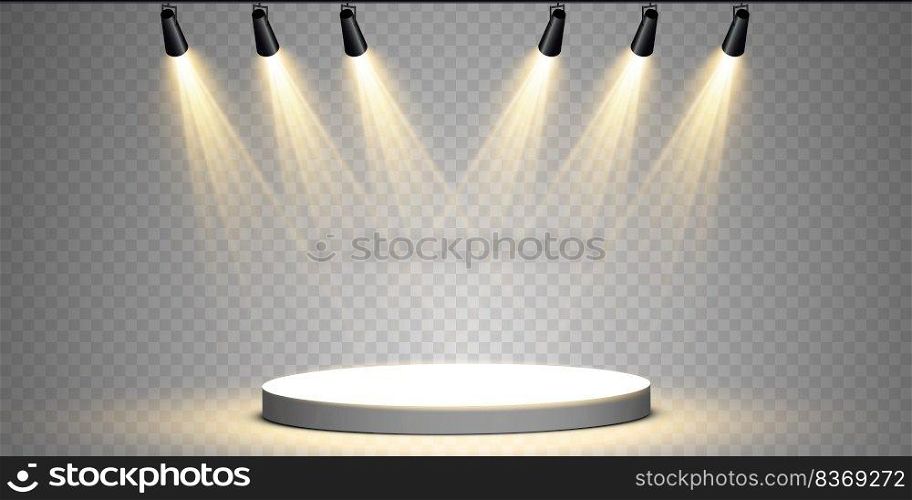 Vector Spotlights. Scene. Light Effects. Glow light effect Vector illustration. Vector Spotlights. Scene. Light Effects. Glow light effect. Vector illustration.