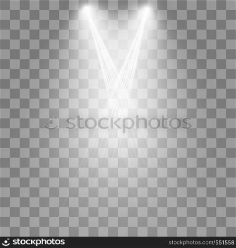 Vector Spotlights. Scene. Light Effects Magic concept. Vector Spotlights. Scene. Light Effects