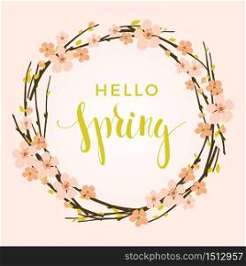 Vector spring background with flowering branches. Design element.. Vector spring background with flowering branches.