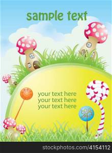 vector spring background with mushrooms