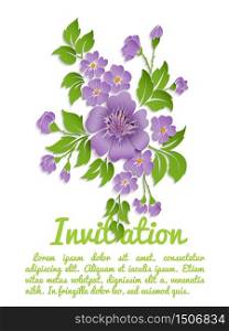 Vector spring background with volumetric flowers. Paper cut flowers on white background.