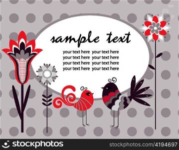 vector spring floral background with birds