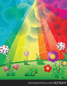 vector spring floral background with rays