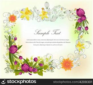 vector spring floral frame
