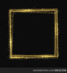 Vector square golden light tracing effect. Glowing magic fire ring trace. Vector golden light tracing effect