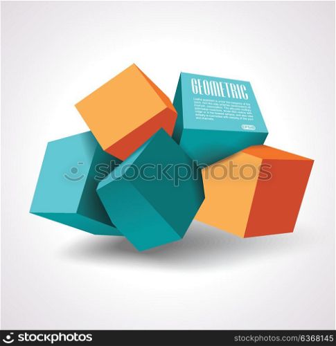 Vector ssign of 3d cubes structure, over white background.