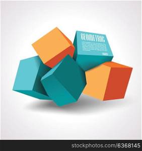 Vector ssign of 3d cubes structure, over white background.