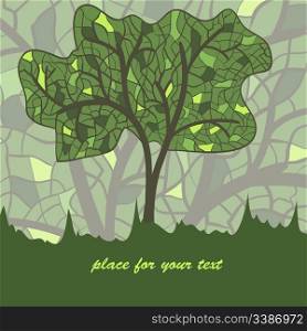 vector stained glass stylezed summer tree with place for your text