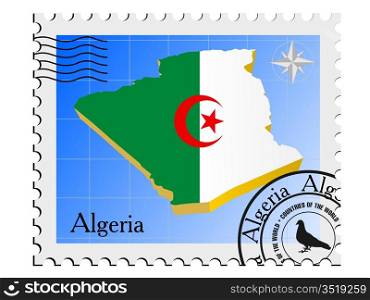Vector stamp with the image maps of Algeria