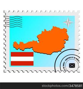 Vector stamp with the image maps of Austria