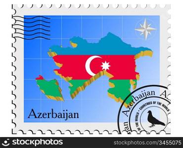 Vector stamp with the image maps of Azerbaijan