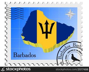 Vector stamp with the image maps of Barbados