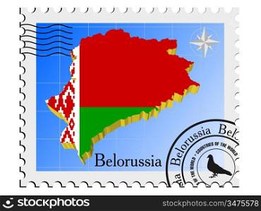 Vector stamp with the image maps of Belorussia
