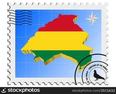 Vector stamp with the image maps of Bolivia