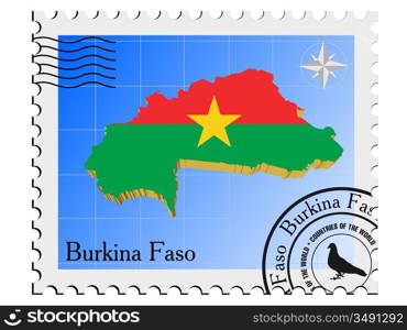 Vector stamp with the image maps of Burkina Faso