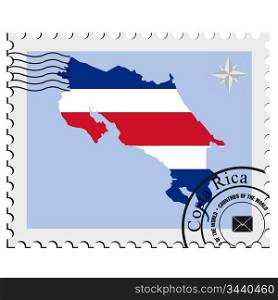 Vector stamp with the image maps of Costa Rica