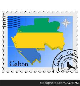 Vector stamp with the image maps of Gabon