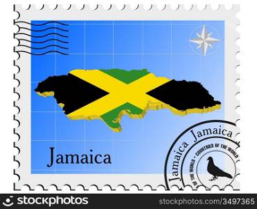 Vector stamp with the image maps of Jamaica